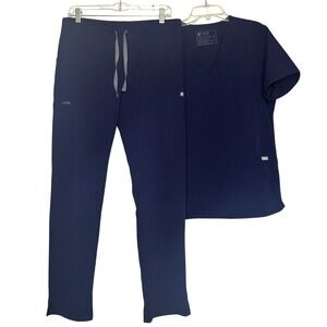Figs Technical Collection Women Navy Set Yola Skinny Pants & Casma Top Medium
